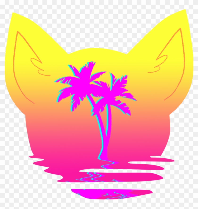 Vaporwave Cat By Salicos - Palm Tree Vector Silhouette #1098735