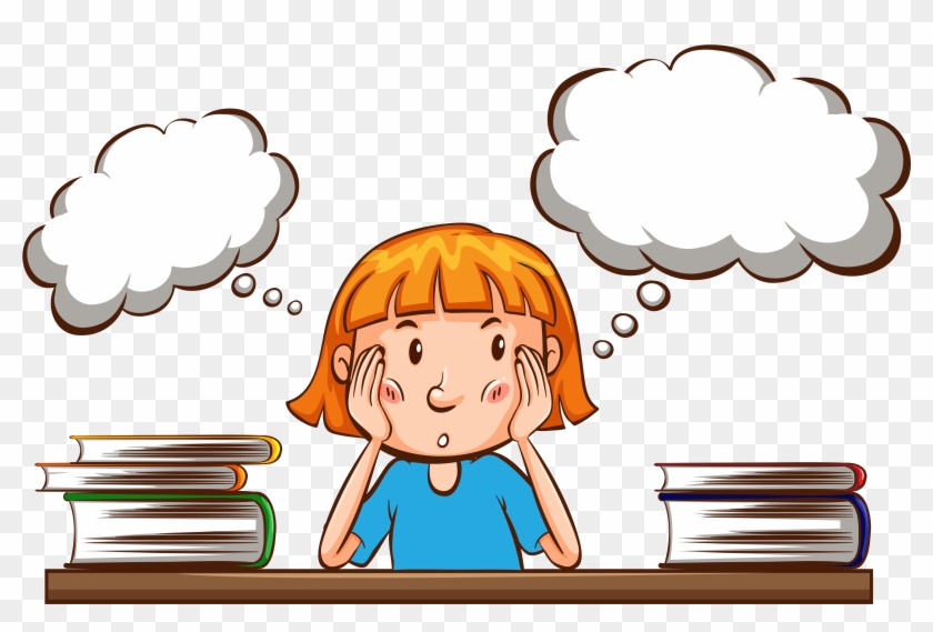 Mujer Clip Art - Girl Thinking Cartoon - Free Transparent PNG Clipart  Images Download