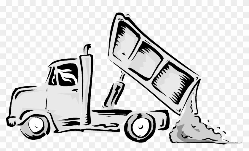 Dump Truck Transportation Free Black White Clipart - Dump Truck.