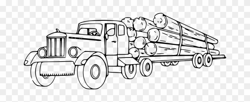 Logging Log Truck Hauling Logs Lumber Lumb - Log Truck Clip Art #1099264