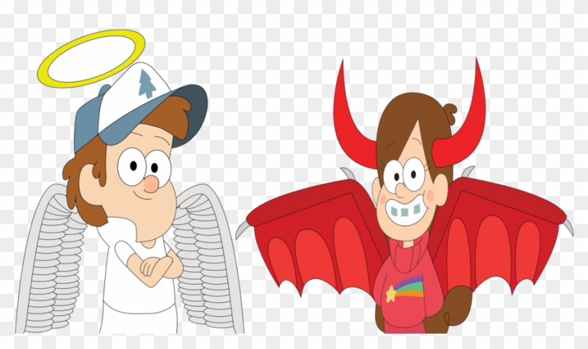 Dipper Angel Mabel Devil By Wildstar27 - Devil And Angel Cartoons Png #1099267