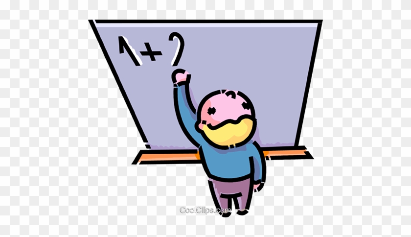 Boy Working A Math Problem Royalty Free Vector Clip - Clip Art #1099726