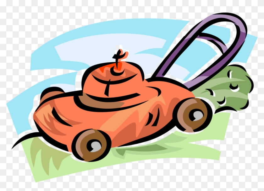 Vector Illustration Of Yard Work Lawn Mower Cuts Grass - Vector Illustration Of Yard Work Lawn Mower Cuts Grass #1099730