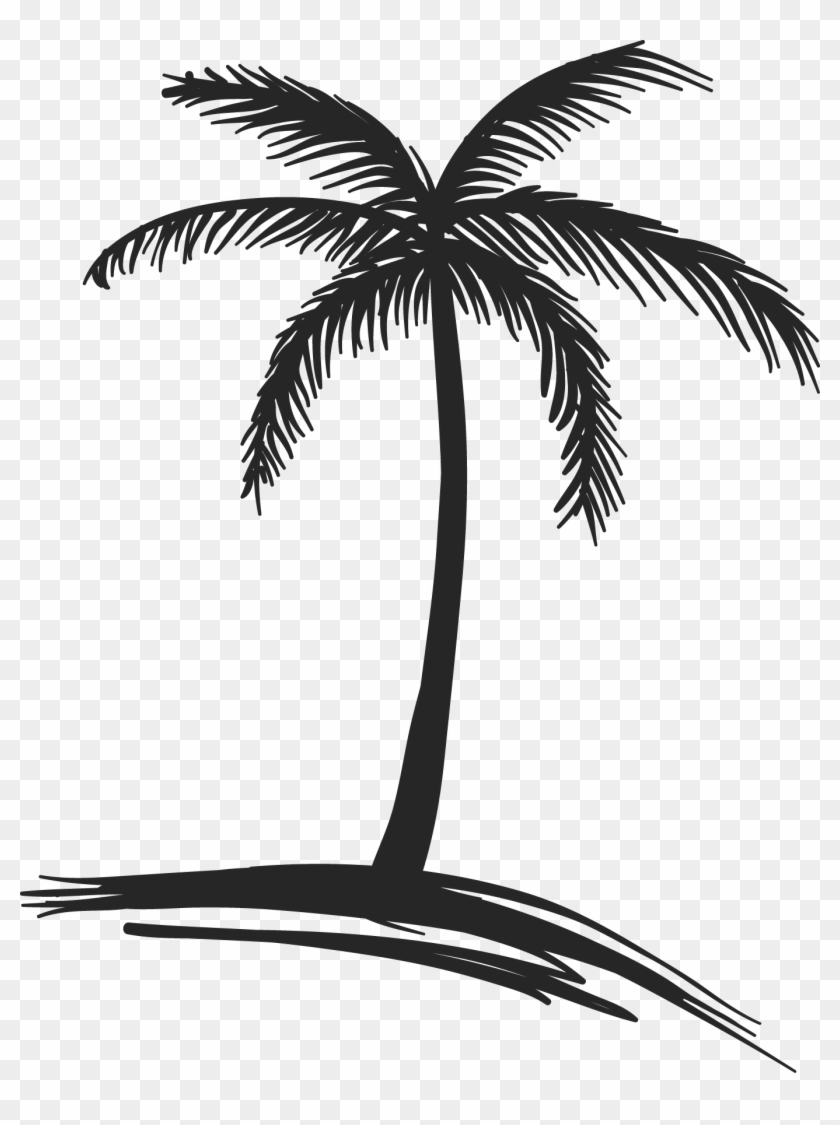 Coconut Tree Drawing - Waves Beach House Logo Design #1099759