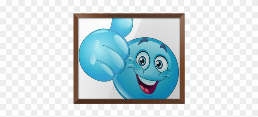 Gerahmtes Poster Blaue Daumen Nach Oben Emoticon • - Blue Thumbs Up Emoji #1100256