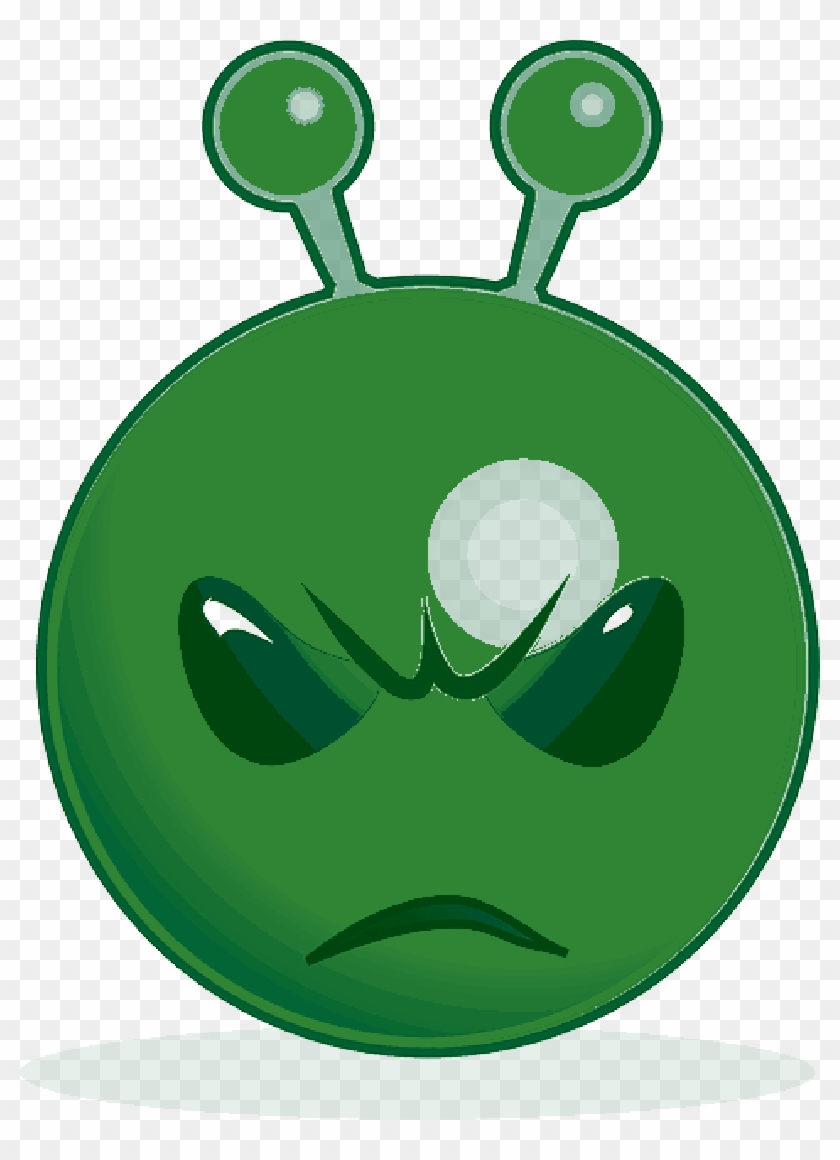 Green, Alien, Cartoon, Smiley, Unhappy - Green Alien Face Emoji #1100307