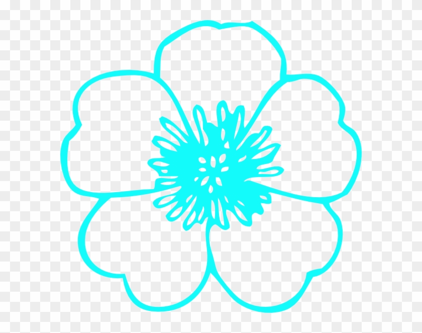 Buttercup Teal Clip Art At Clker - Black And White Flower #1100369