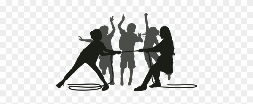 Kids Pulling Rope Silhouette - Pulling Rope Player Png #1100382