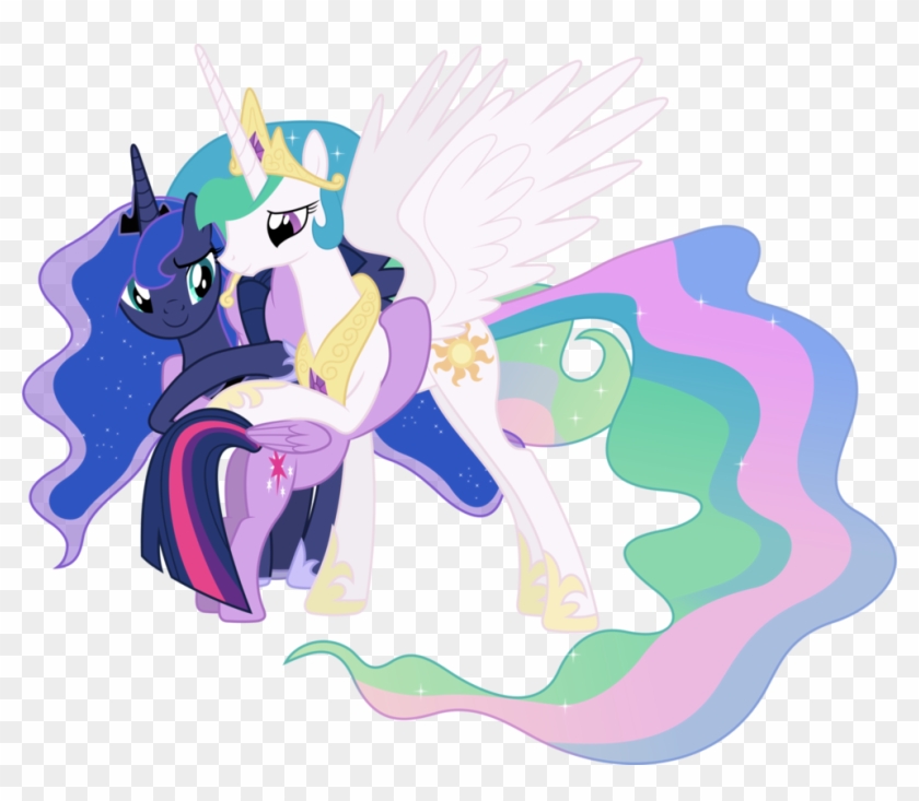 Princesses Celestia, Luna And Twilight Hugging By 90sigma - Twilight Sparkle And Princess Celestia And Luna #1100594