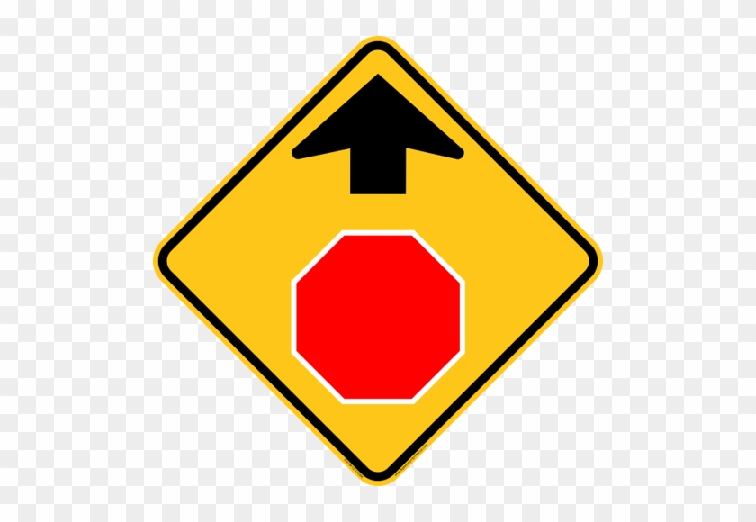 Stop Ahead Icon Warning Trail Sign - Stop Sign Ahead Sign #1100645