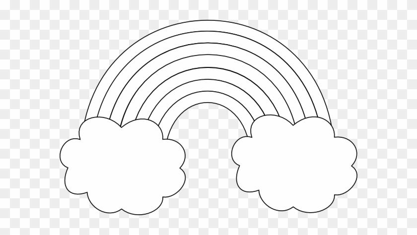 Best Photos Of Rainbow Cloud Drawing - Rainbow And Clouds Clipart Black And White #1100694