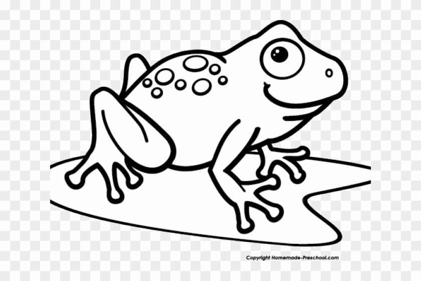 Monochrome Clipart Frog - Frogs On A Lily Pad Drawing #1100780