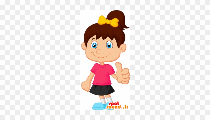 New Smiling Girl Mascot With A Colorful Outfit - Boy And Girl Standing Clipart #1101372
