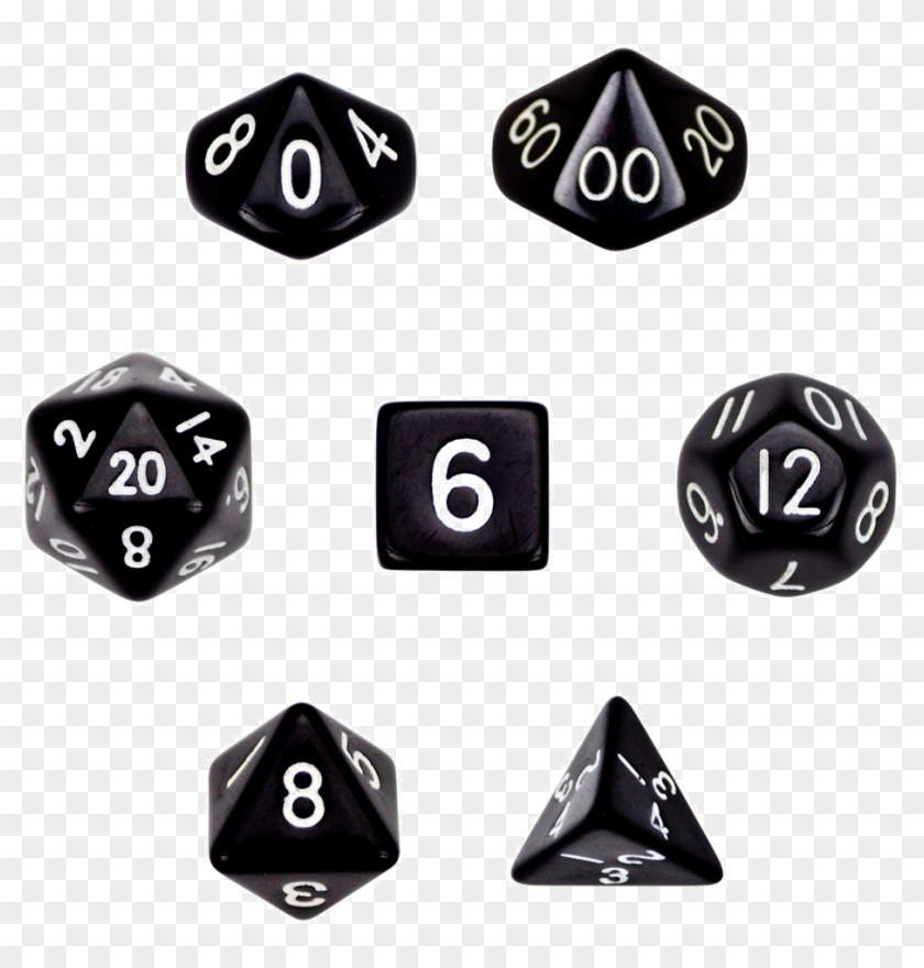 7 Die Polyhedral Dice Set In Velvet Pouch- Opaque Black - Brybelly 7 Die Polyhedral Dice Set In Velvet Pouch- #1101681