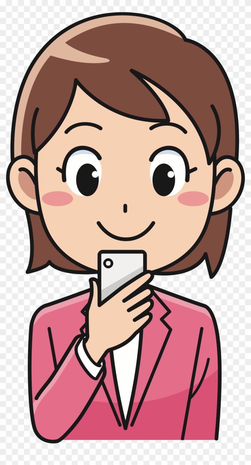 Woman With Smartphone - Man And Woman Cartoon Png #1102231