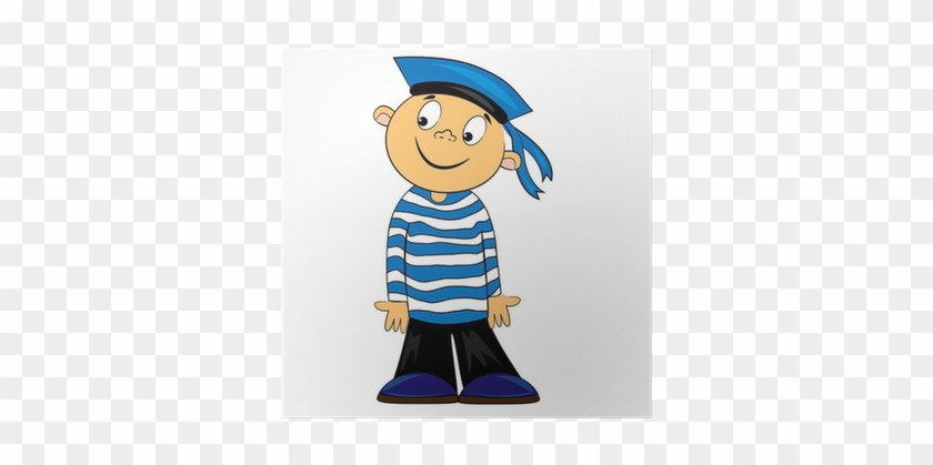 Cartoon Sailor Kid In Striped Shirt - Cartoon Character With Striped Shirt #1102351