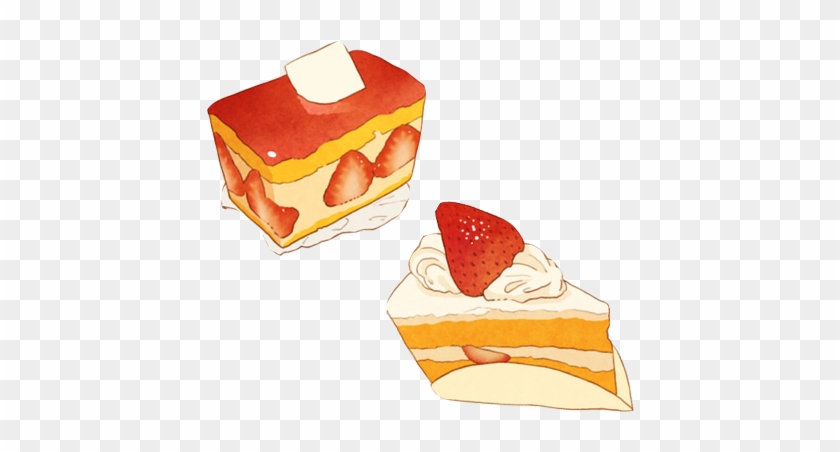 Strawberry Pie Food Anime Cake Illustration - Strawberry Cake Pixiv #1102372
