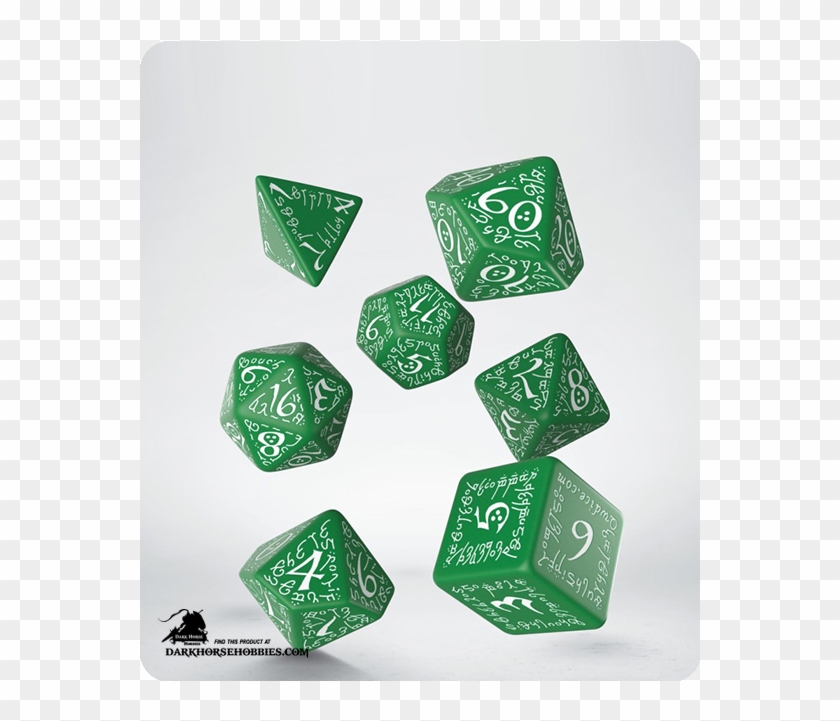 Elven Green-white Polyhedral Dice Set - Call Of Cthulhu Dice Set #1102449