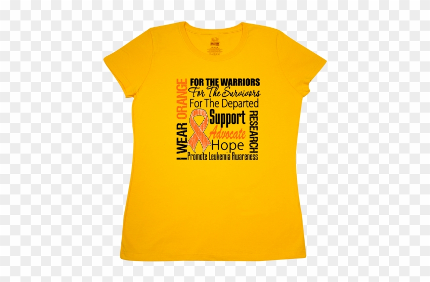 Leukemia I Wear Orange Ribbon Tribute Women's T-shirt - Active Shirt #1102856