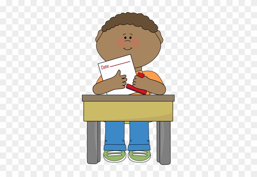 Date Clipart Classroom Calendar - Boy Sitting In Desk Clipart #186209