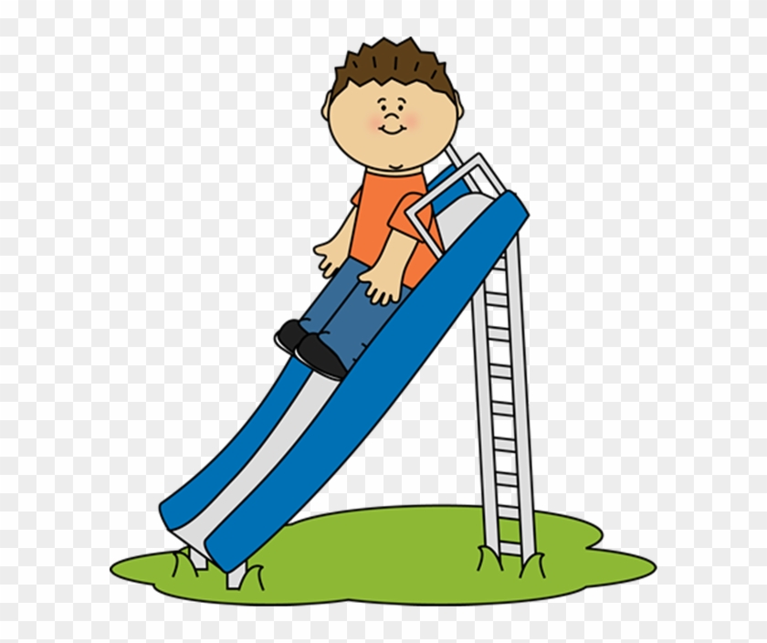 Kid Playing On A Slide Clip Art - Playing On The Slide #186653