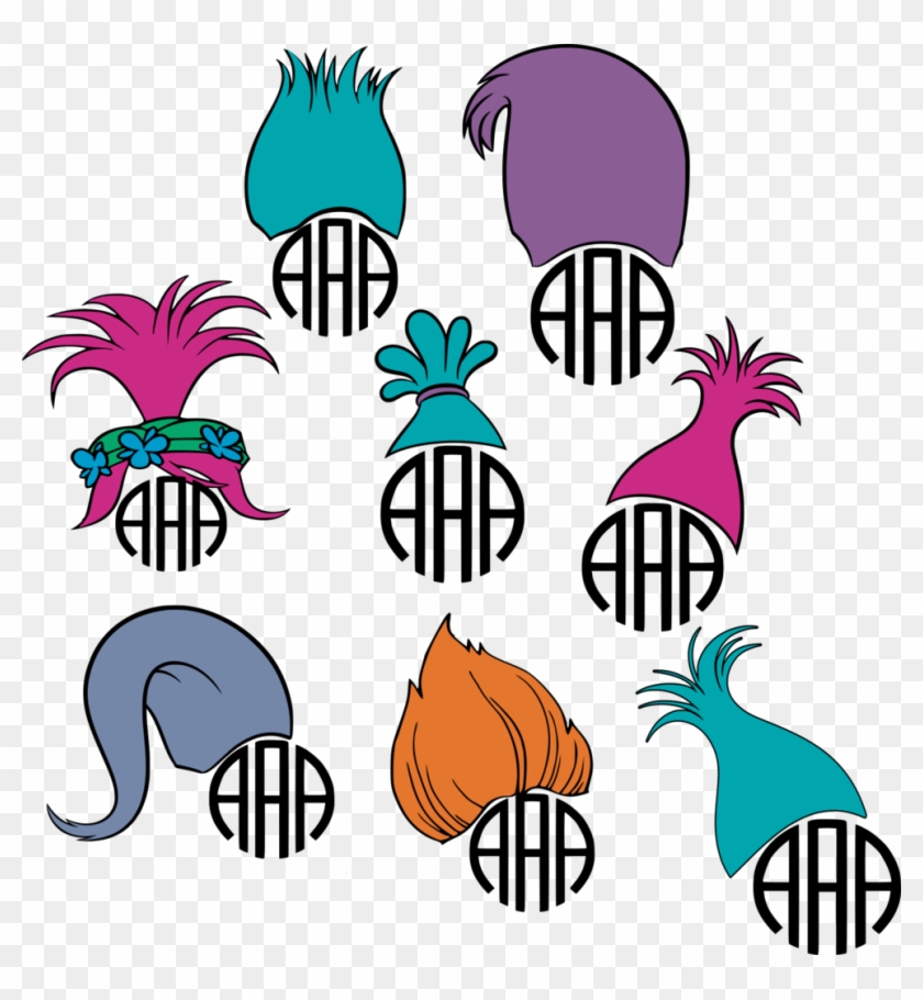 Trolls Hair Monogram Frame Svg Cut File Set - Trolls Svg #186702