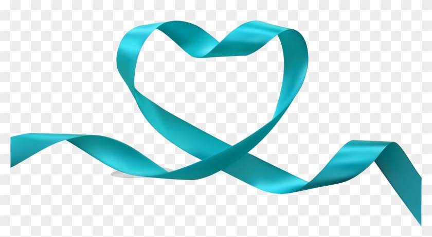 Heart With Ribbon Clip Art - Blue Heart Ribbon #187390