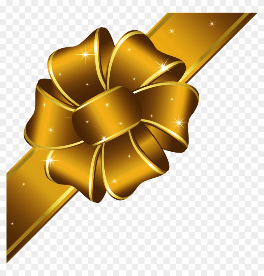 Gold Bow Clipart - Gold Ribbon Bow Png #187495