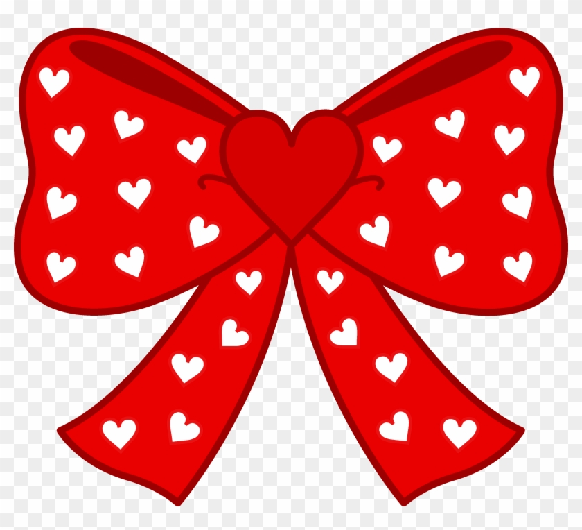 Cute Red Bow With Hearts - Cute Heart Cliparts #187662