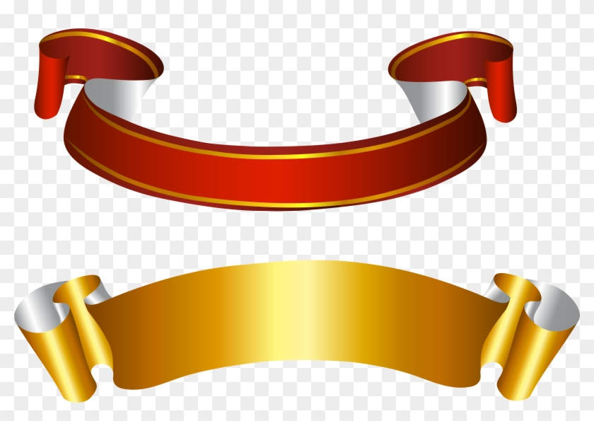 Golden Clipart Ribbon Scroll - Ribbon Vector Gold Png #187694