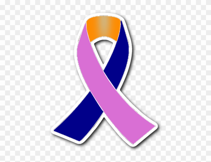 Dark Blue, Orange And Orchid Awareness Ribbon - Awareness Ribbon #187753