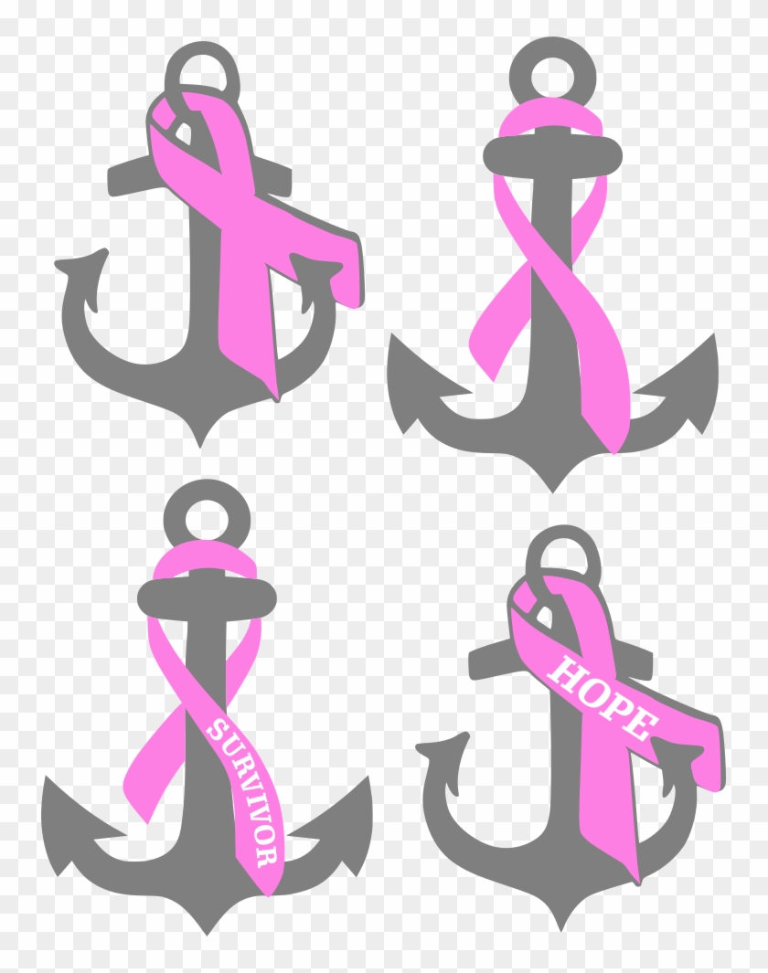 Anchor Awareness Ribbon Svg Cut File - Anchor With Cancer Ribbon #187889