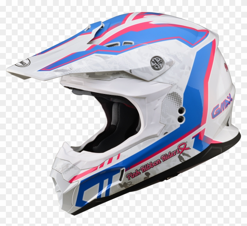 Sol 2435 - Gmax Women's Mx86 Pink Ribbon Helmet Medium White/pink/blue #187944