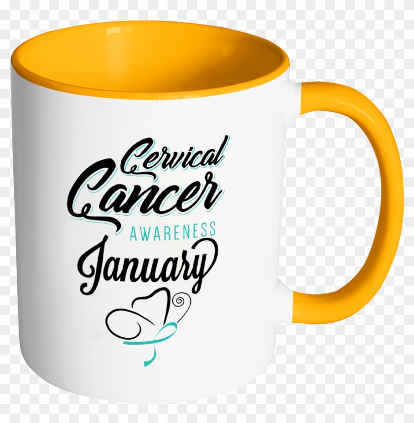 Cervical Cancer Awareness Month January Teal Ribbon - Two Tone Mug Png #188312