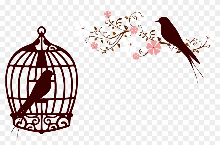 Floral Clipart Bird - Love Bird Cage Png #188490
