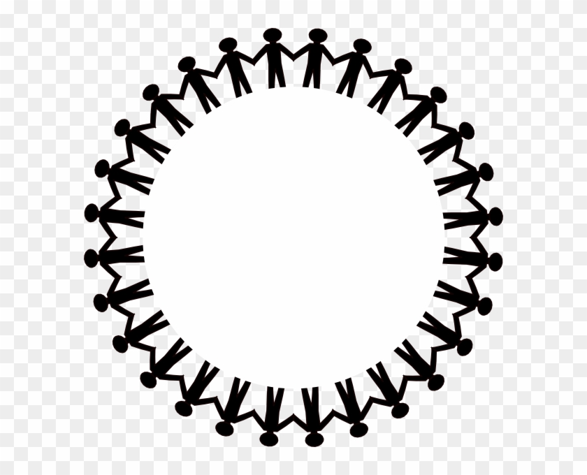Circle Stick People Black No Border Clip Art At Clker - People Holding Hands Around #189165