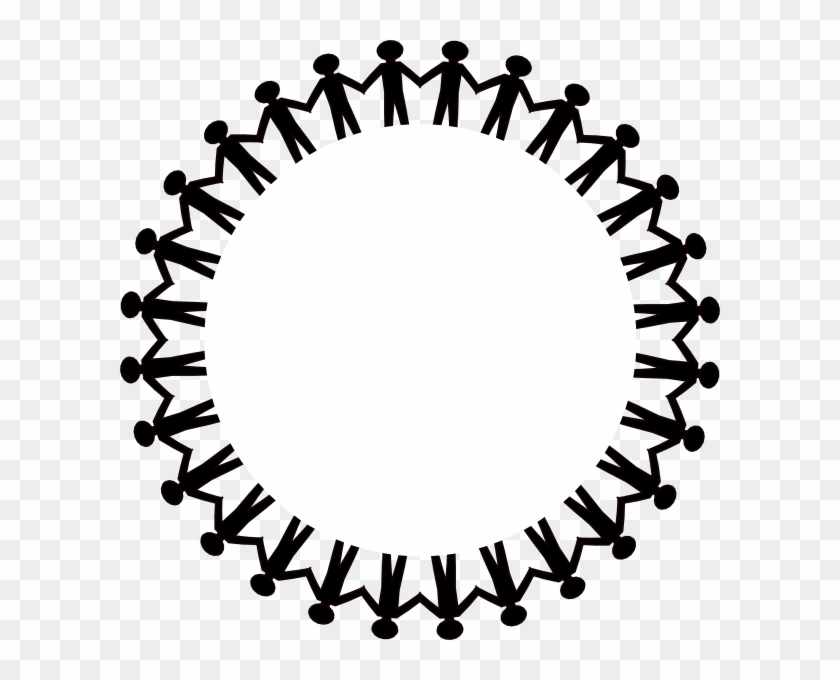 Circle Stick People Black No Border Clip Art At Clker - People Holding Hands Around #189165