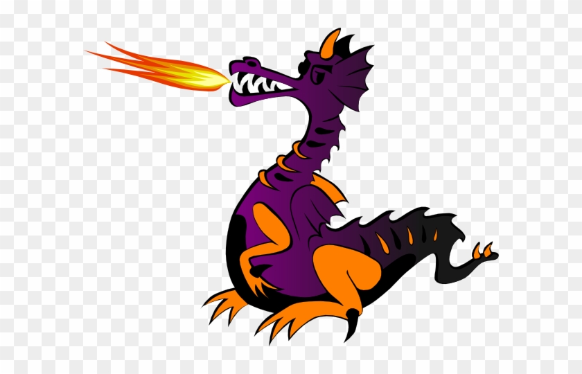 Purple Dragon With Flame Clip Art - Green Dragon #189239