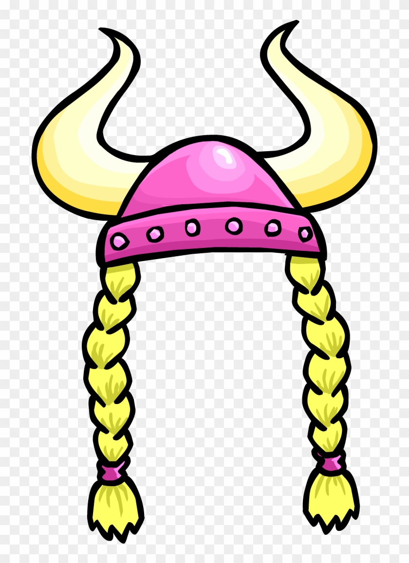 Pink Viking Helmet Icon - Viking Helmet With Braids Cartoon #189602