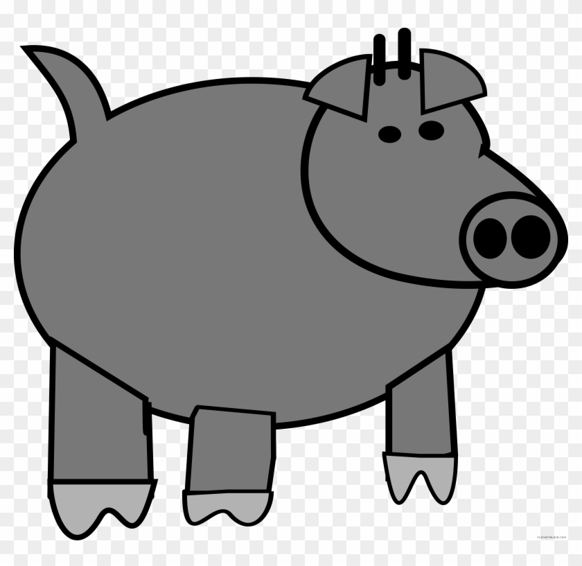 Cartoon Pig Animal Free Black White Clipart Images - Cartoon Pig #1102878