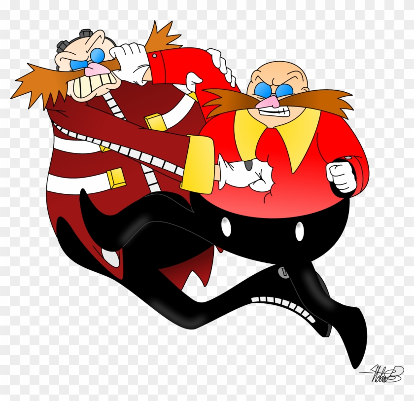 Superskeetospro Classic And Modern Eggman Have A Dispute - Cartoon #1103428