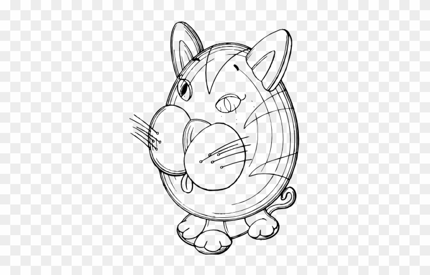 Cat Figurine Black White Line Art 58 - Cartoon #1103444