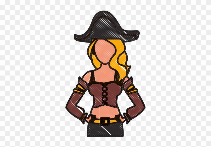 Beautiful Woman Pirate Cartoon Vector Icon Illustration - Drawing #1103997