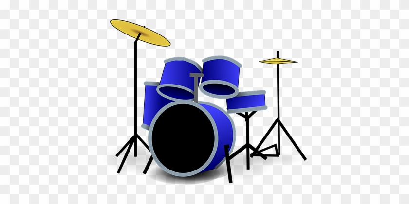 Drums Music Cymbal Brass Instruments Blue - Drum Set Clip Art #1104308