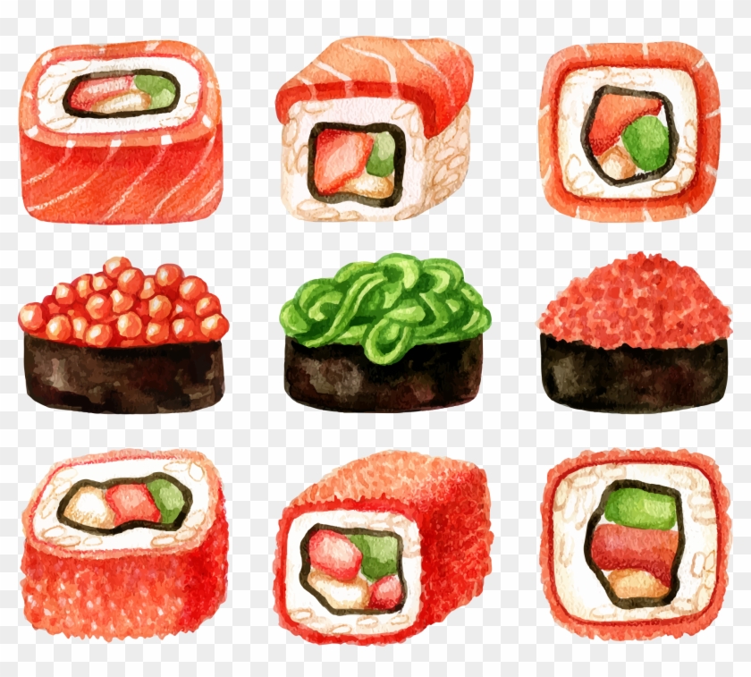 Sushi Japanese Cuisine Sashimi Illustration - Vector Sushi Uramaki #1104478