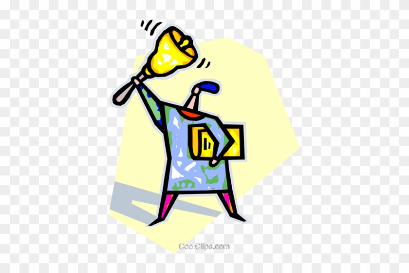 Teacher Ringing A School Bell Royalty Free Vector Clip - Teacher Ringing A School Bell Royalty Free Vector Clip #1105183