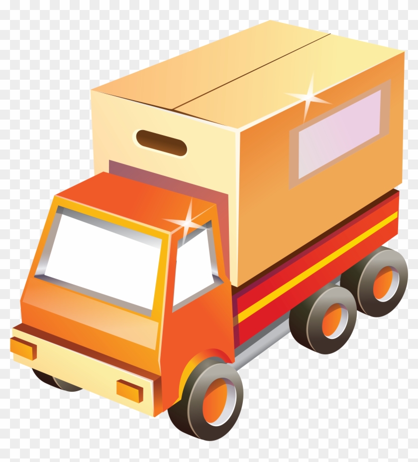 Toy Box Car With Shine Png Clipart - Truck Box Delivery Cartoon #1105334