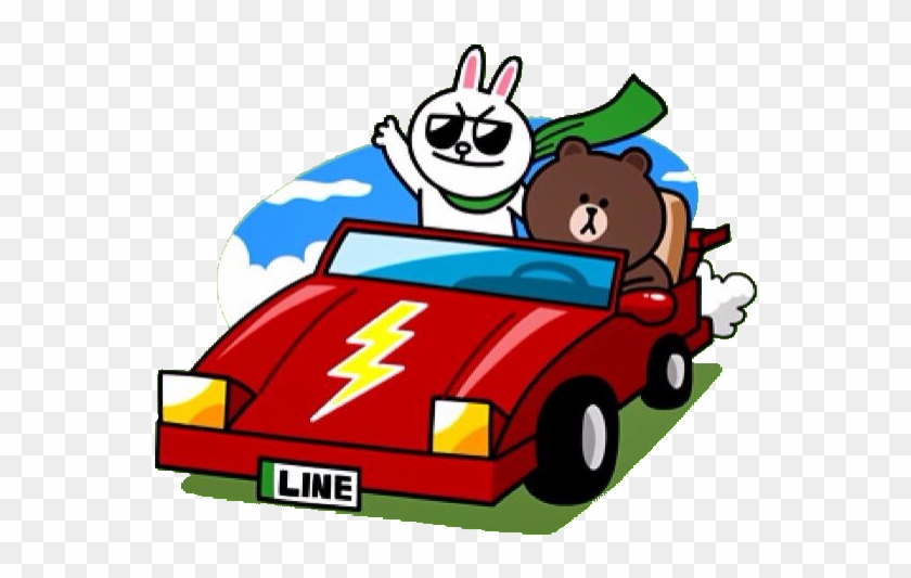 Line Stickers - Brown And Cony In Car #1105381