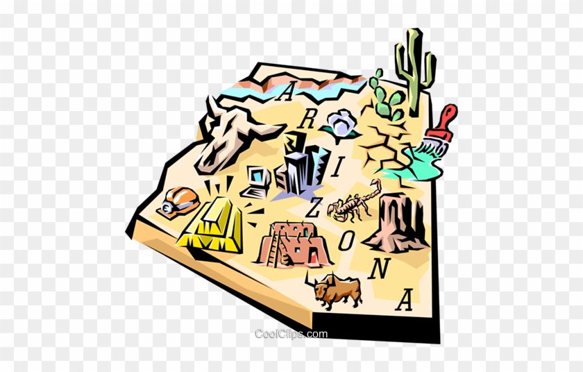 Arizona Vignette Map Royalty Free Vector Clip Art Illustration - Texas Map Ornament (round) #1105426