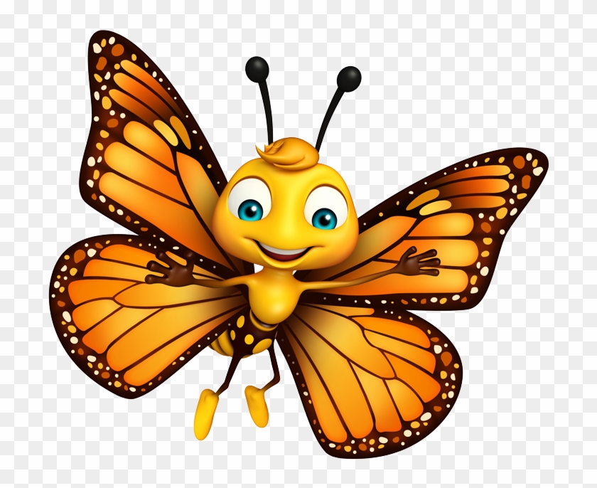 How Does It Fly - 3d Cartoon Butterfly - Free Transparent PNG Clipart  Images Download